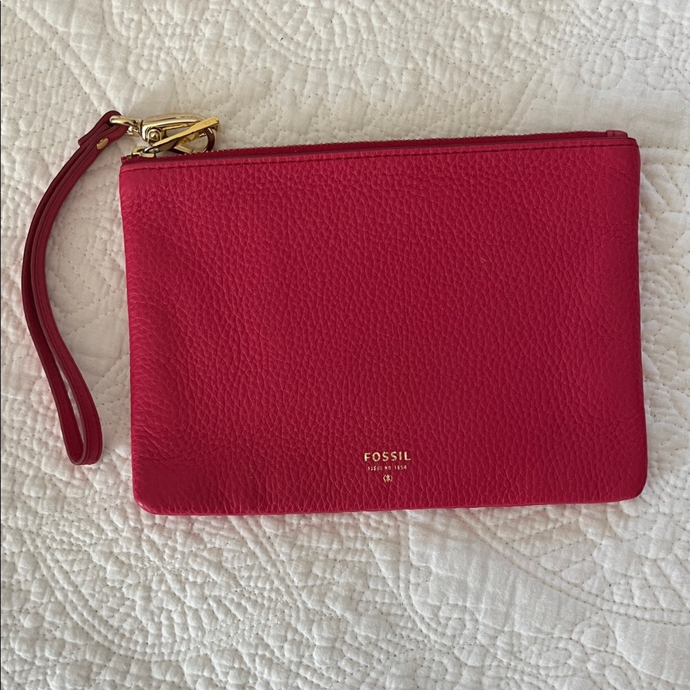 Fossil Vibrant Pink Leather Wristlet
